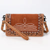 ADBG1653 American Darling Western Genuine Suede Leather Organiser Bag with Tooled Details Handcrafted Genuine Design
