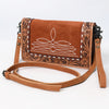 ADBG1653 American Darling Western Genuine Suede Leather Organiser Bag with Tooled Details Handcrafted Genuine Design