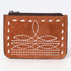 ADBG1655 American Darling Western Genuine Suede Leather Card Holder with Buck Stitching Handcrafted Compact Design