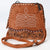 ADBG1659 American Darling Handcrafted Western Genuine Suede Leather Crossbody Bag with Tooled Panel & Buck-Stitched Detail