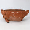 ADBG1660 American Darling Handcrafted Western Leather Fanny Pack with Buck-Stitched Genuine Suede & Tooled Accents