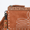 ADBG1662 American Darling Western Genuine Suede Leather Small Cross Body Bag with & Hand-Tooled Accents