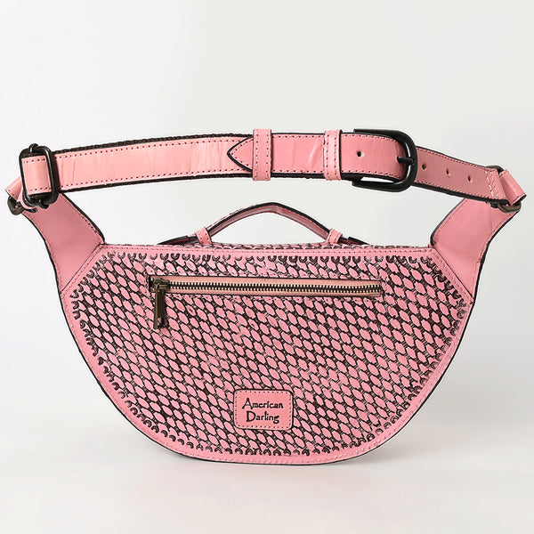 ADBGZ829 Hand-Tooled Leather Western Belt Bag - Floral Fanny Pack with Adjustable Strap