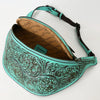 ADBGZ829 Hand-Tooled Leather Western Belt Bag - Floral Fanny Pack with Adjustable Strap