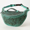 ADBGZ829 Hand-Tooled Leather Western Belt Bag - Floral Fanny Pack with Adjustable Strap