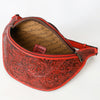 ADBGZ829 Hand-Tooled Leather Western Belt Bag - Floral Fanny Pack with Adjustable Strap