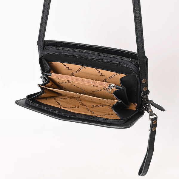 ADBG1667 American Darling Handcrafted Western Leather Organiser Bag Floral Tooled Panel