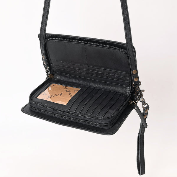 ADBG1667 American Darling Handcrafted Western Leather Organiser Bag Floral Tooled Panel