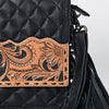 ADBG1668 American Darling Hand-Tooled Floral Western Leather Crossbody Bag with Fringe