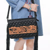 ADBG1668 American Darling Hand-Tooled Floral Western Leather Crossbody Bag with Fringe