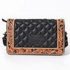 ADBG1673 American Darling Hand-Tooled Floral Black Western Leather Organiser Bag - Quilted Crossbody