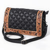 ADBG1673 American Darling Hand-Tooled Floral Black Western Leather Organiser Bag - Quilted Crossbody