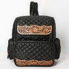 ADBG1674 American Darling Hand-Tooled Floral Black Western Leather Backpack Bag - Quilted Travel Purse