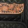 ADBG1674 American Darling Hand-Tooled Floral Black Western Leather Backpack Bag - Quilted Travel Purse