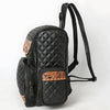 ADBG1674 American Darling Hand-Tooled Floral Black Western Leather Backpack Bag - Quilted Travel Purse
