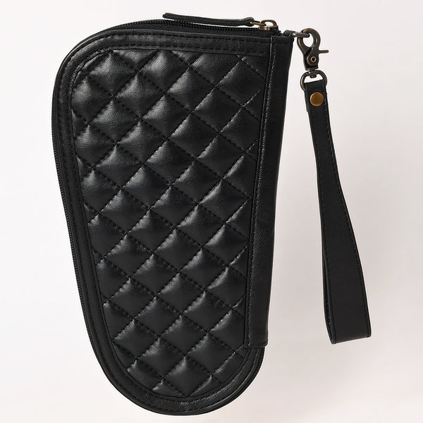 ADGC108 Black Quilted & Tooled Leather Pistol Case - Western Daisy by American Darling