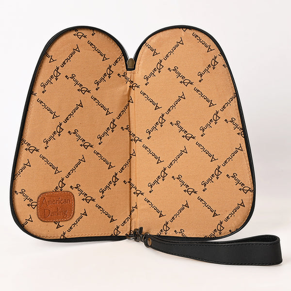 ADGC108 Black Quilted & Tooled Leather Pistol Case - Western Daisy by American Darling