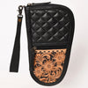 ADGC108 Black Quilted & Tooled Leather Pistol Case - Western Daisy by American Darling