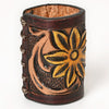 ADSRG104 American Darling Hand Tooled Leather Scarf Ring - Vegetable-Tanned Western Scarf Slide