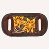 ADSRG105 American Darling Hand Tooled Leather Scarf Ring - Vegetable-Tanned Sunflower Scarf Slide