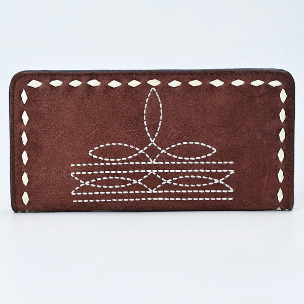 ADBG1687 American Darling Genuine Suede Clutch Bag | Western Boot Stitched Wallet