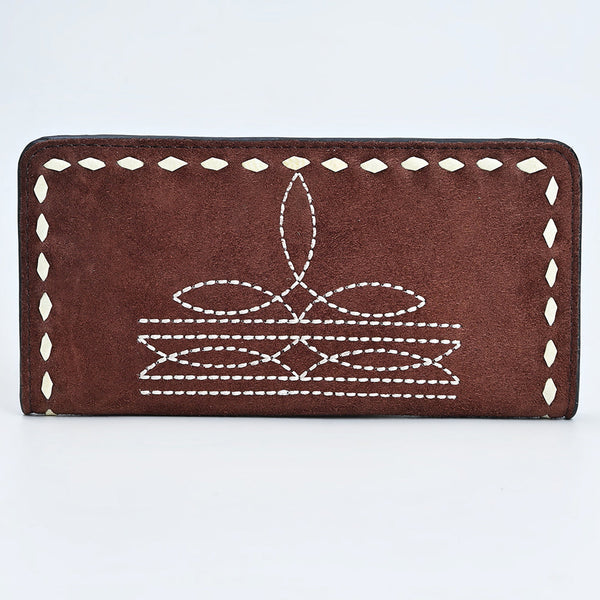 ADBG1687 American Darling Genuine Suede Clutch Bag | Western Boot Stitched Wallet