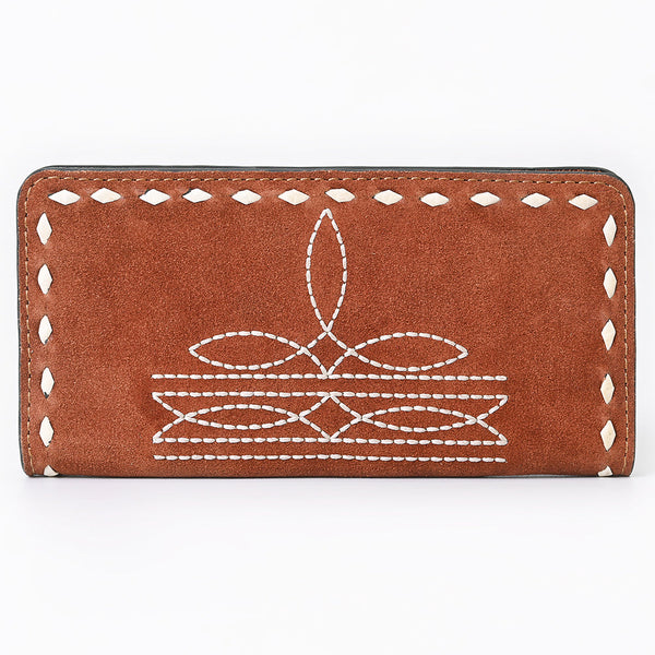 ADBG1687 American Darling Genuine Suede Clutch Bag | Western Boot Stitched Wallet