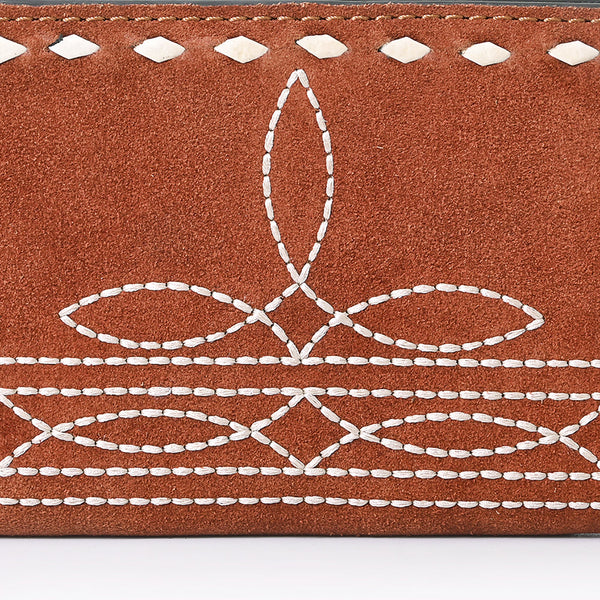 ADBG1687 American Darling Genuine Suede Clutch Bag | Western Boot Stitched Wallet