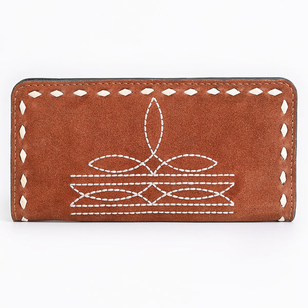 ADBG1687 American Darling Genuine Suede Clutch Bag | Western Boot Stitched Wallet