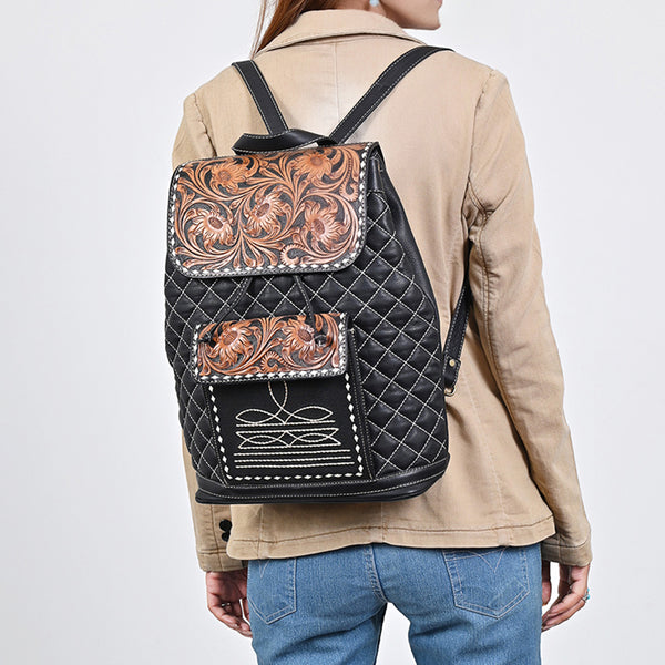 ADBGA731 American Darling Hand Tooled Quilted Genuine Leather Backpack