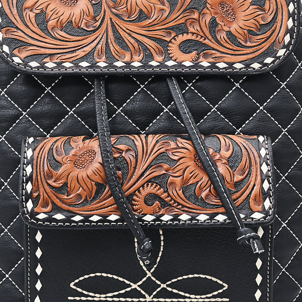 ADBGA731 American Darling Hand Tooled Quilted Genuine Leather Backpack