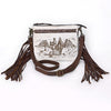 ADBGM554 Cowhide Crossbody Bag with Desert Riders Scene - Western Fringe Leather Purse