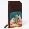 ADCCM111 Hand-Painted Leather Cactus Card Holder with Zipper Pocket