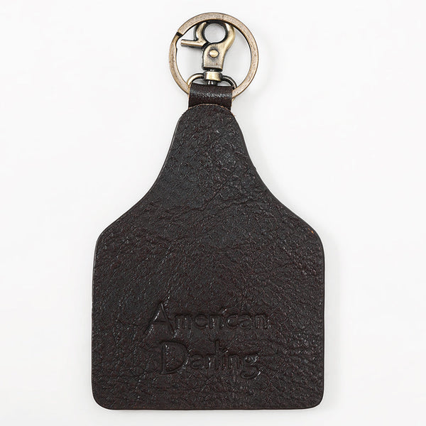 ADKRM137 Hand-Painted Leather Keyring Twin Cactus & Aztec Blanket Design