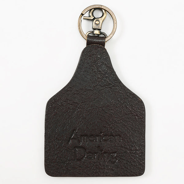 ADKRM138 Hand-Painted Tipi Leather Keyring Western Tribal Landscape Art