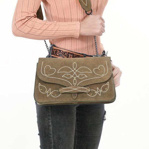 ADBGZX104 Crossbody Western Genuine suede Leather women bag