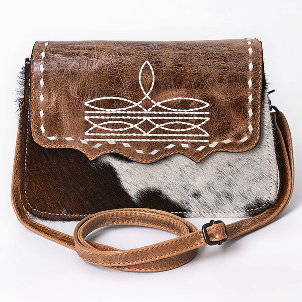 ADBG1691 American Darling Hair-On Cowhide Small Crossbody | Western Boot Stitched