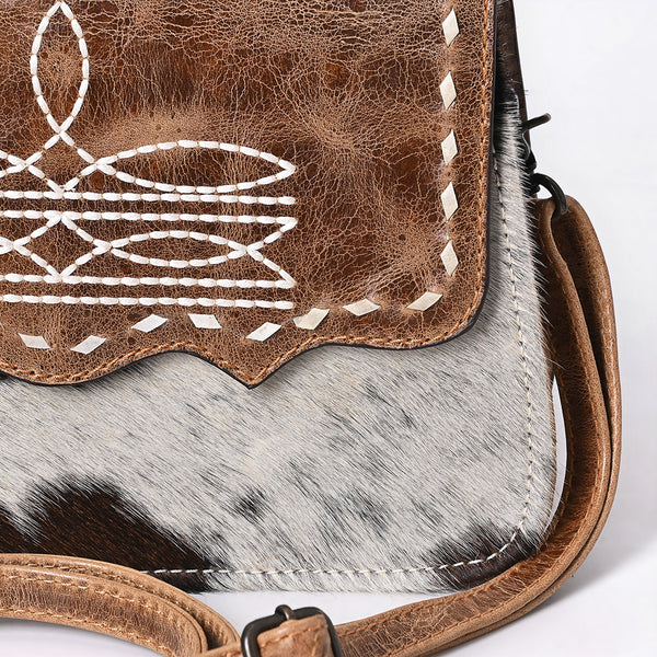 ADBG1691 American Darling Hair-On Cowhide Small Crossbody | Western Boot Stitched