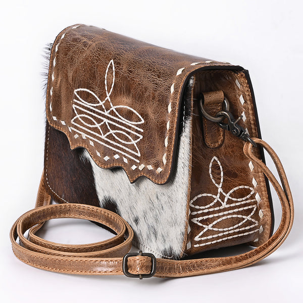 ADBG1691 American Darling Hair-On Cowhide Small Crossbody | Western Boot Stitched