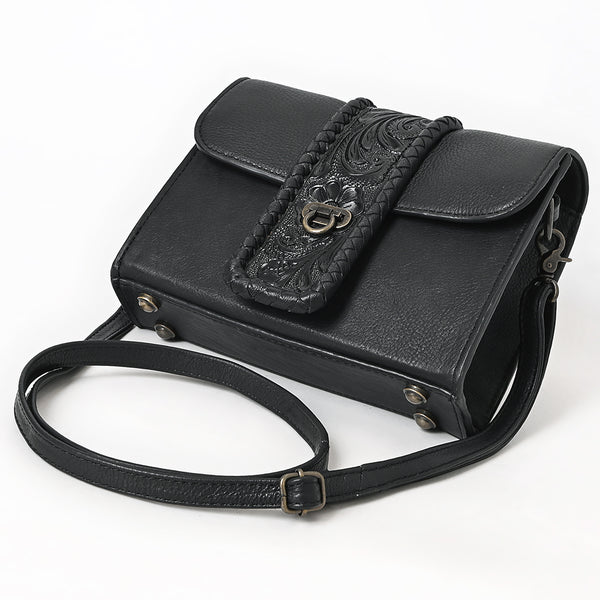 ADBG1694 American Darling Braided Hand-Tooled Genuine Leather Crossbody Bag Floral Carved Accent |