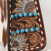 ADBG1698 American Darling Cowhide Shoulder Bag | Hand-Tooled Genuine Leather Turquoise Accent