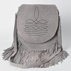 ADBGA713 American Darling Western Boot Stitched Genuine Suede Leather Fringe Messenger Bag