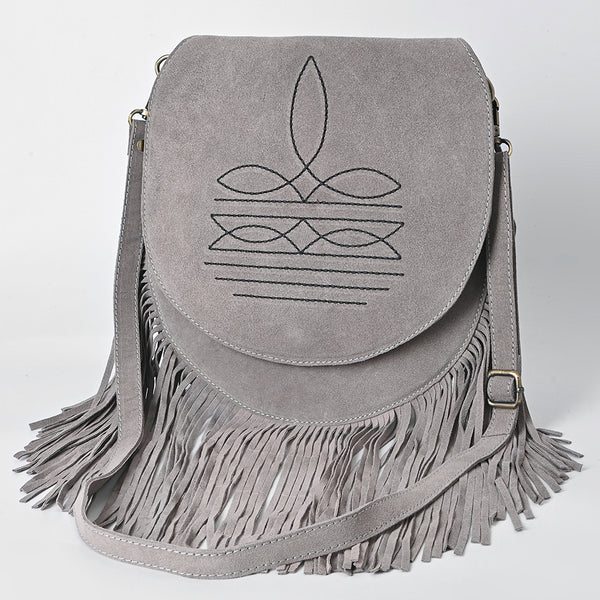 ADBGA713 American Darling Western Boot Stitched Genuine Suede Leather Fringe Messenger Bag