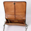 ADBGM588 Tan Quilted Leather Chain Bag - Western Crossbody Organiser with Antique Brass Strap