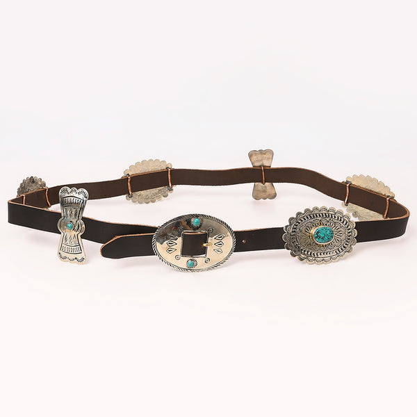 ADBLA107-51 Square Cut-Out Silver Concho Western Leather Belt