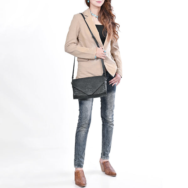 ADBG1709 American Darling Crocodile Embossed Small Crossbody | Envelope Flap Purse
