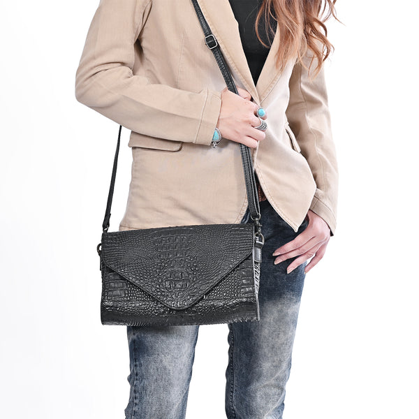 ADBG1709 American Darling Crocodile Embossed Small Crossbody Envelope Flap Purse
