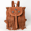 ADBG1711 American Darling Genuine Suede Fringe Backpack | Western Concho Boot Stitched Bag