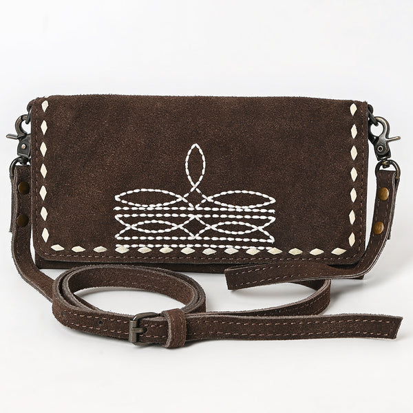 ADBG1712 American Darling Genuine Suede Wallet Bag | Western Boot Stitched Crossbody Purse