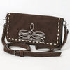 ADBG1712 American Darling Genuine Suede Crossbody Bag | Western Boot Stitched Crossbody Purse